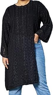 Women Long Tunic Top – Loose Fit Crepe Blouse...