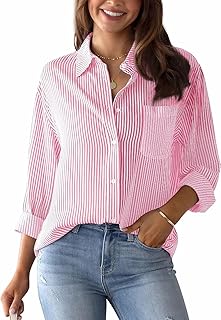 Women's Striped Long Sleeve Casual Front Pock...